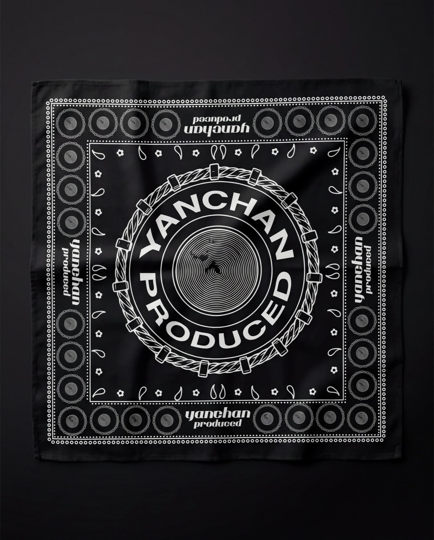 Tour Bandana, Black / White, front view